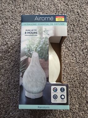 Airomé Rainstorm White Ultrasonic Essential Oil Diffuser, NEW